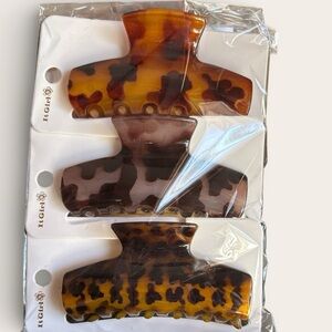 Leopard Print Hair Claw Clips Trio